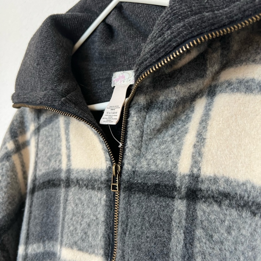 Free People Plaid Poncho One Size - Picture 2 of 3